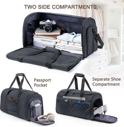 2in1 Garment Bags for Hanging Clothes - Suit Duffle Bag for Travel - Large Personal Item Travel Bag for Men Women, Convertible Carry On Bags for Dance Dress, Weekender Bag Luggage Bag