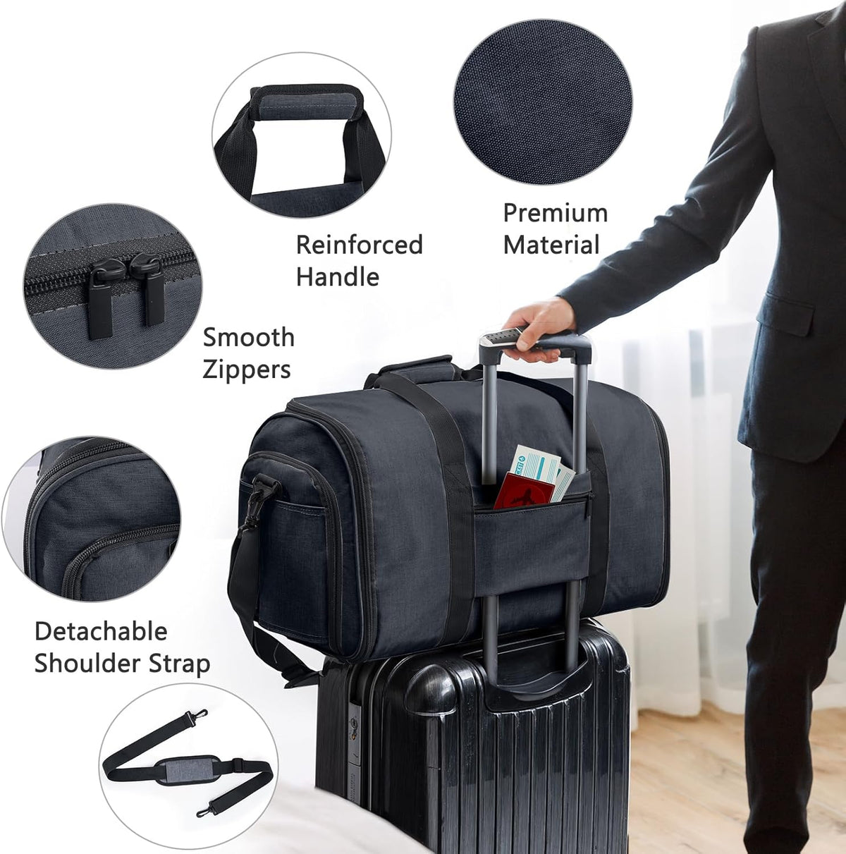 2in1 Garment Bags for Hanging Clothes - Suit Duffle Bag for Travel - Large Personal Item Travel Bag for Men Women, Convertible Carry On Bags for Dance Dress, Weekender Bag Luggage Bag