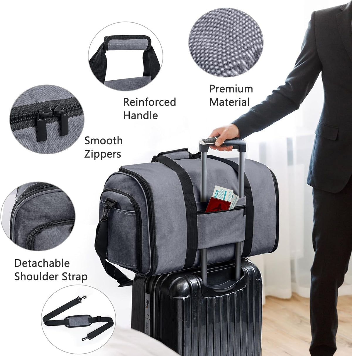 2in1 Garment Bags for Hanging Clothes - Suit Duffle Bag for Travel - Large Personal Item Travel Bag for Men Women, Convertible Carry On Bags for Dance Dress, Weekender Bag Luggage Bag