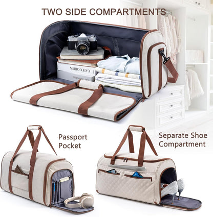 2in1 Garment Bags for Hanging Clothes - Suit Duffle Bag for Travel - Large Personal Item Travel Bag for Men Women, Convertible Carry On Bags for Dance Dress, Weekender Bag Luggage Bag