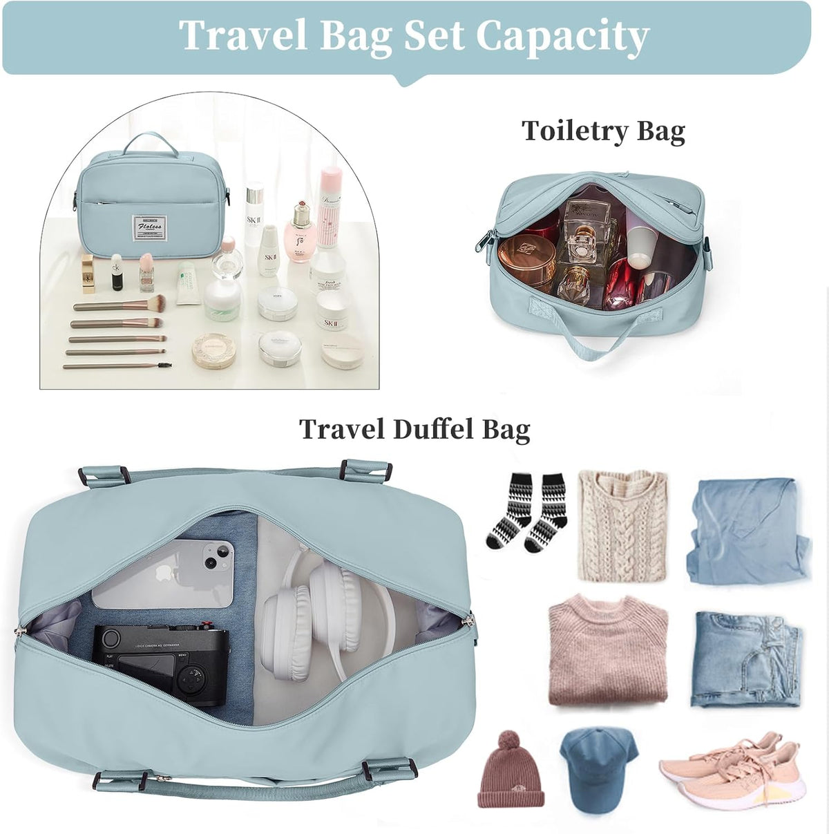 Weekender Bags for Women, Personal Item Travel Bag with Shoes Compartment | Overnight Travel Duffel Bag with Toiletry Bag, Airplane Friendly Carry-On Bag