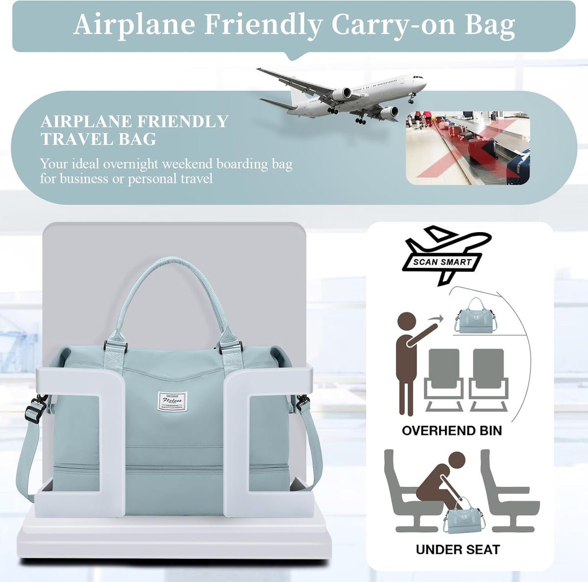 Weekender Bags for Women, Personal Item Travel Bag with Shoes Compartment | Overnight Travel Duffel Bag with Toiletry Bag, Airplane Friendly Carry-On Bag