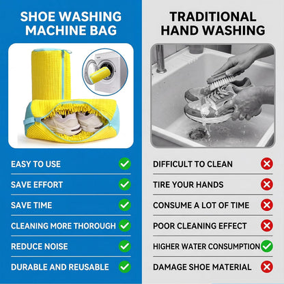 Shoe Washing Machine Bag, 2-Pack Microfiber Chenille Laundry Bag for Sneakers - Self-Locking Zipper, 360° Deep Clean, Noise Reduction, Fits All Shoe Sizes, for Tennis Running & Kids Shoes