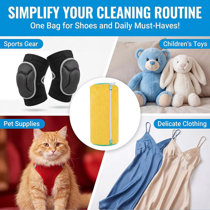 Shoe Washing Machine Bag, 2-Pack Microfiber Chenille Laundry Bag for Sneakers - Self-Locking Zipper, 360° Deep Clean, Noise Reduction, Fits All Shoe Sizes, for Tennis Running & Kids Shoes