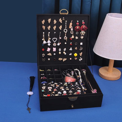 Women Jewelry Box Lockable 3 Layers Large Jewelry Organizer Storage Case for Earrings Necklaces Rings Bracelets,Green Display Jewel Holder (Green)