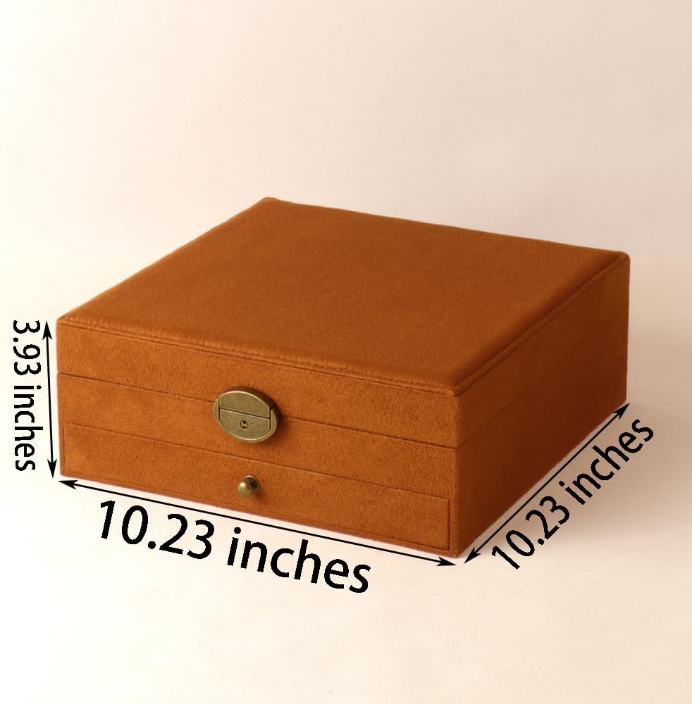 Women Jewelry Box Lockable 3 Layers Large Jewelry Organizer Storage Case for Earrings Necklaces Rings Bracelets,Green Display Jewel Holder (Green)