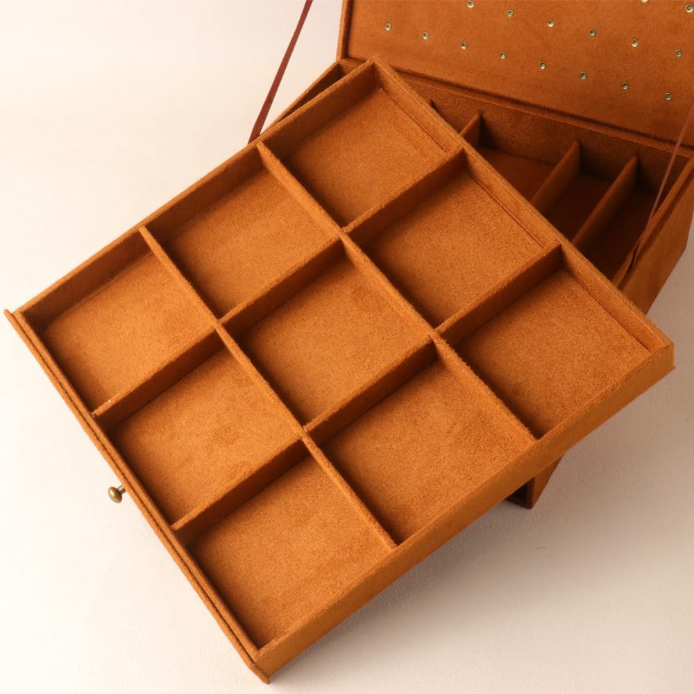 Women Jewelry Box Lockable 3 Layers Large Jewelry Organizer Storage Case for Earrings Necklaces Rings Bracelets,Green Display Jewel Holder (Green)
