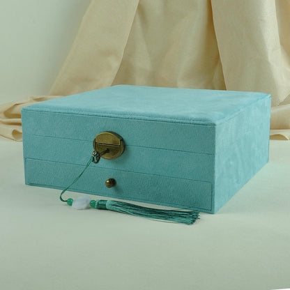 Women Jewelry Box Lockable 3 Layers Large Jewelry Organizer Storage Case for Earrings Necklaces Rings Bracelets,Green Display Jewel Holder (Green)
