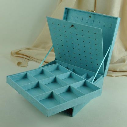 Women Jewelry Box Lockable 3 Layers Large Jewelry Organizer Storage Case for Earrings Necklaces Rings Bracelets,Green Display Jewel Holder (Green)