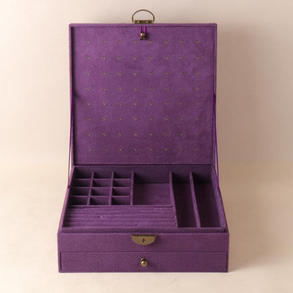 Women Jewelry Box Lockable 3 Layers Large Jewelry Organizer Storage Case for Earrings Necklaces Rings Bracelets,Green Display Jewel Holder (Green)