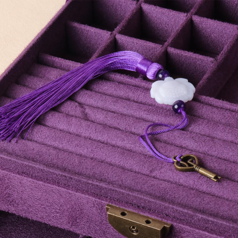 Women Jewelry Box Lockable 3 Layers Large Jewelry Organizer Storage Case for Earrings Necklaces Rings Bracelets,Green Display Jewel Holder (Green)