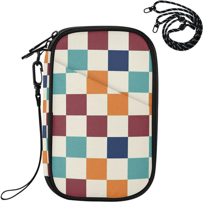 Travel Document Organizer 21×14×3 CM | Scratch Resistant Polyester Multi Pockets Detachable Strap for Men Women Travel Multicolor Tile