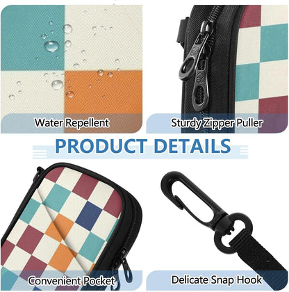 Travel Document Organizer 21×14×3 CM | Scratch Resistant Polyester Multi Pockets Detachable Strap for Men Women Travel Multicolor Tile