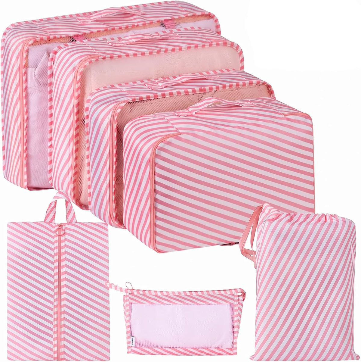 7 Set Packing Cubes for Travel, Breathable Mesh Luggage Organizers with Shoe Bag, Durable Storage Bags for Suitcases