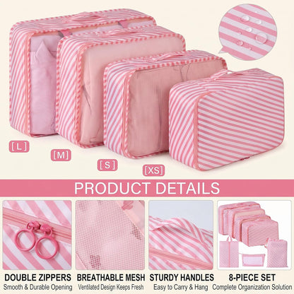 7 Set Packing Cubes for Travel, Breathable Mesh Luggage Organizers with Shoe Bag, Durable Storage Bags for Suitcases