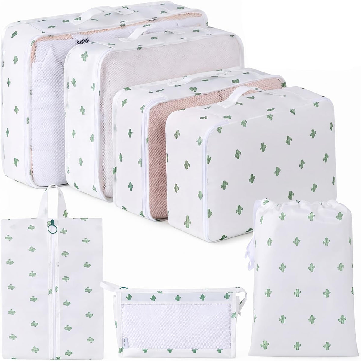 7 Set Packing Cubes for Travel, Breathable Mesh Luggage Organizers with Shoe Bag, Durable Storage Bags for Suitcases