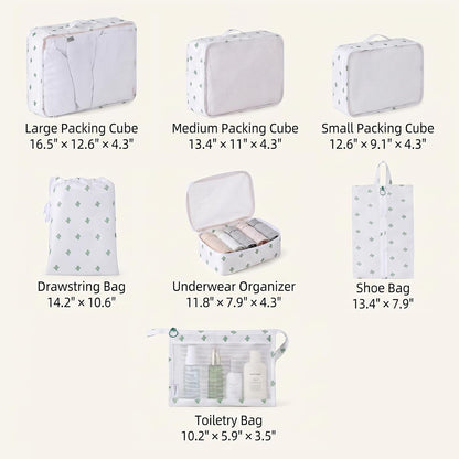 7 Set Packing Cubes for Travel, Breathable Mesh Luggage Organizers with Shoe Bag, Durable Storage Bags for Suitcases