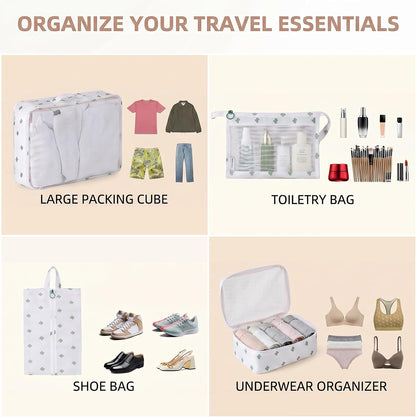 7 Set Packing Cubes for Travel, Breathable Mesh Luggage Organizers with Shoe Bag, Durable Storage Bags for Suitcases