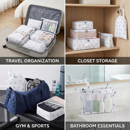 7 Set Packing Cubes for Travel, Breathable Mesh Luggage Organizers with Shoe Bag, Durable Storage Bags for Suitcases