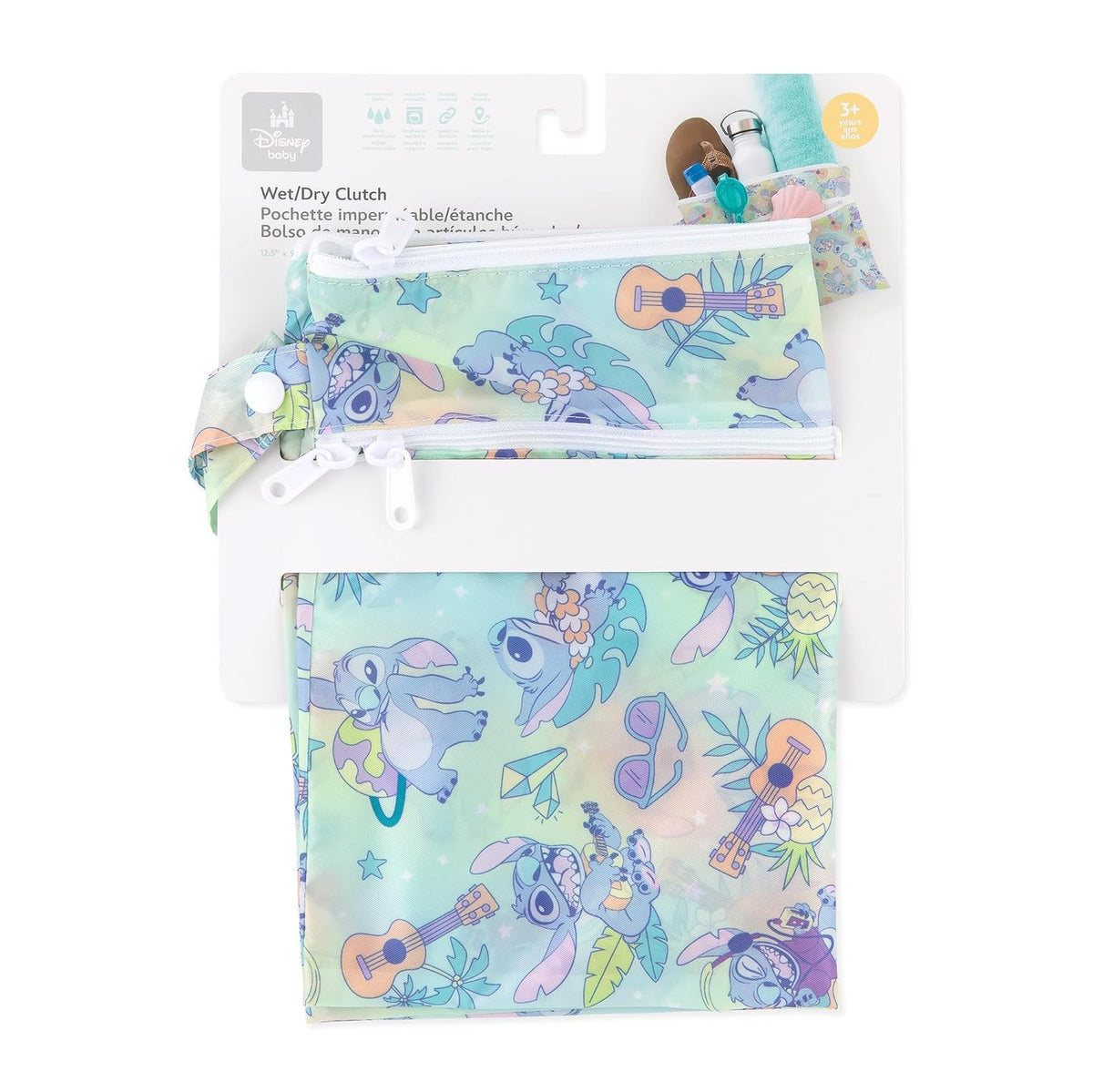 Disney Waterproof Wet Bag for Baby, Travel, Swim Suit, Cloth Diapers, Pump Parts, Pool, Beach, Gym Clothes, Toiletry, Hook to Stroller, Daycare, Zip Reusable Wetdry Packing, Minnie Mouse Icon