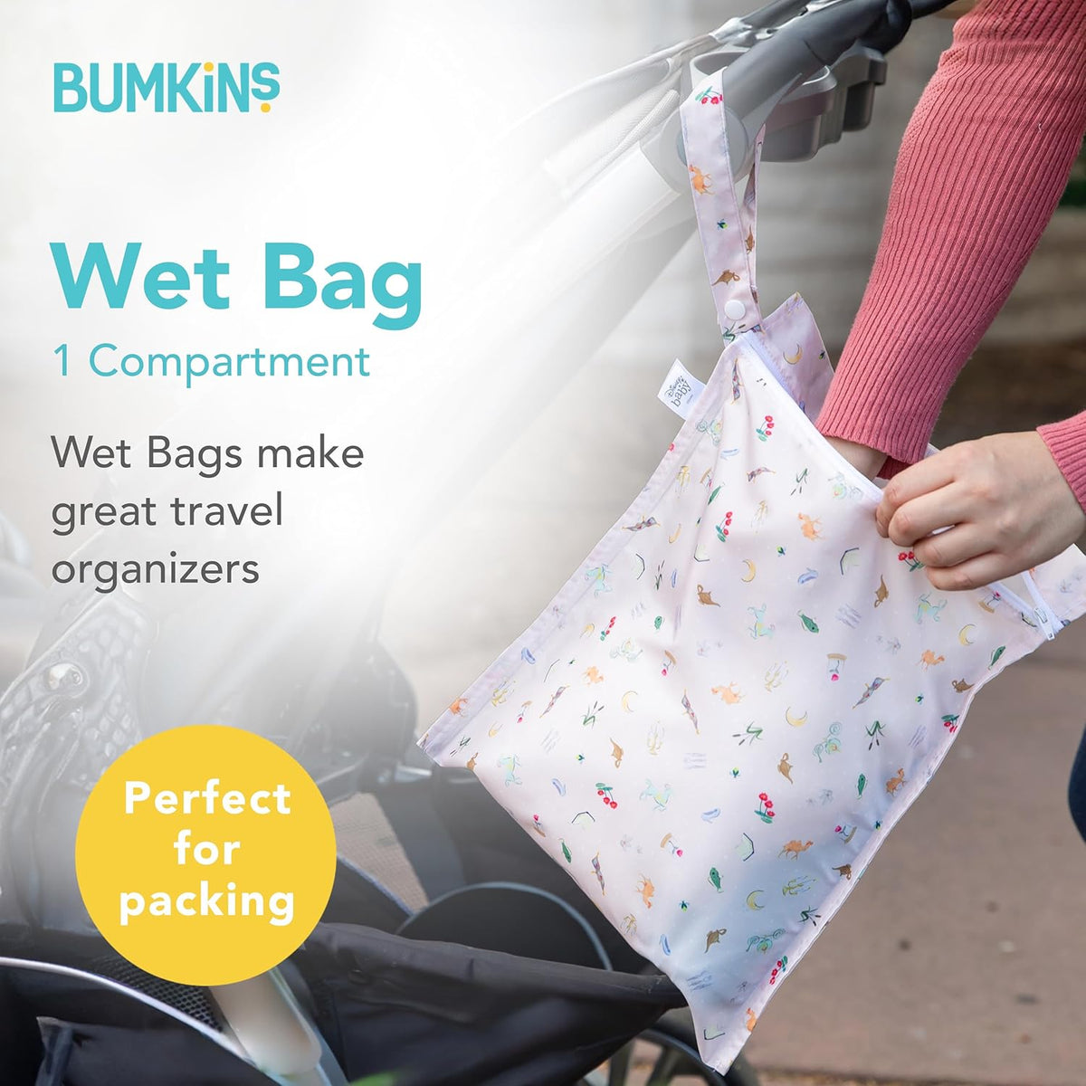 Disney Waterproof Wet Bag for Baby, Travel, Swim Suit, Cloth Diapers, Pump Parts, Pool, Beach, Gym Clothes, Toiletry, Hook to Stroller, Daycare, Zip Reusable Wetdry Packing, Minnie Mouse Icon