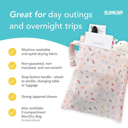 Disney Waterproof Wet Bag for Baby, Travel, Swim Suit, Cloth Diapers, Pump Parts, Pool, Beach, Gym Clothes, Toiletry, Hook to Stroller, Daycare, Zip Reusable Wetdry Packing, Minnie Mouse Icon