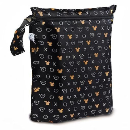 Disney Waterproof Wet Bag for Baby, Travel, Swim Suit, Cloth Diapers, Pump Parts, Pool, Beach, Gym Clothes, Toiletry, Hook to Stroller, Daycare, Zip Reusable Wetdry Packing, Minnie Mouse Icon