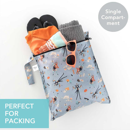 Disney Waterproof Wet Bag for Baby, Travel, Swim Suit, Cloth Diapers, Pump Parts, Pool, Beach, Gym Clothes, Toiletry, Hook to Stroller, Daycare, Zip Reusable Wetdry Packing, Minnie Mouse Icon