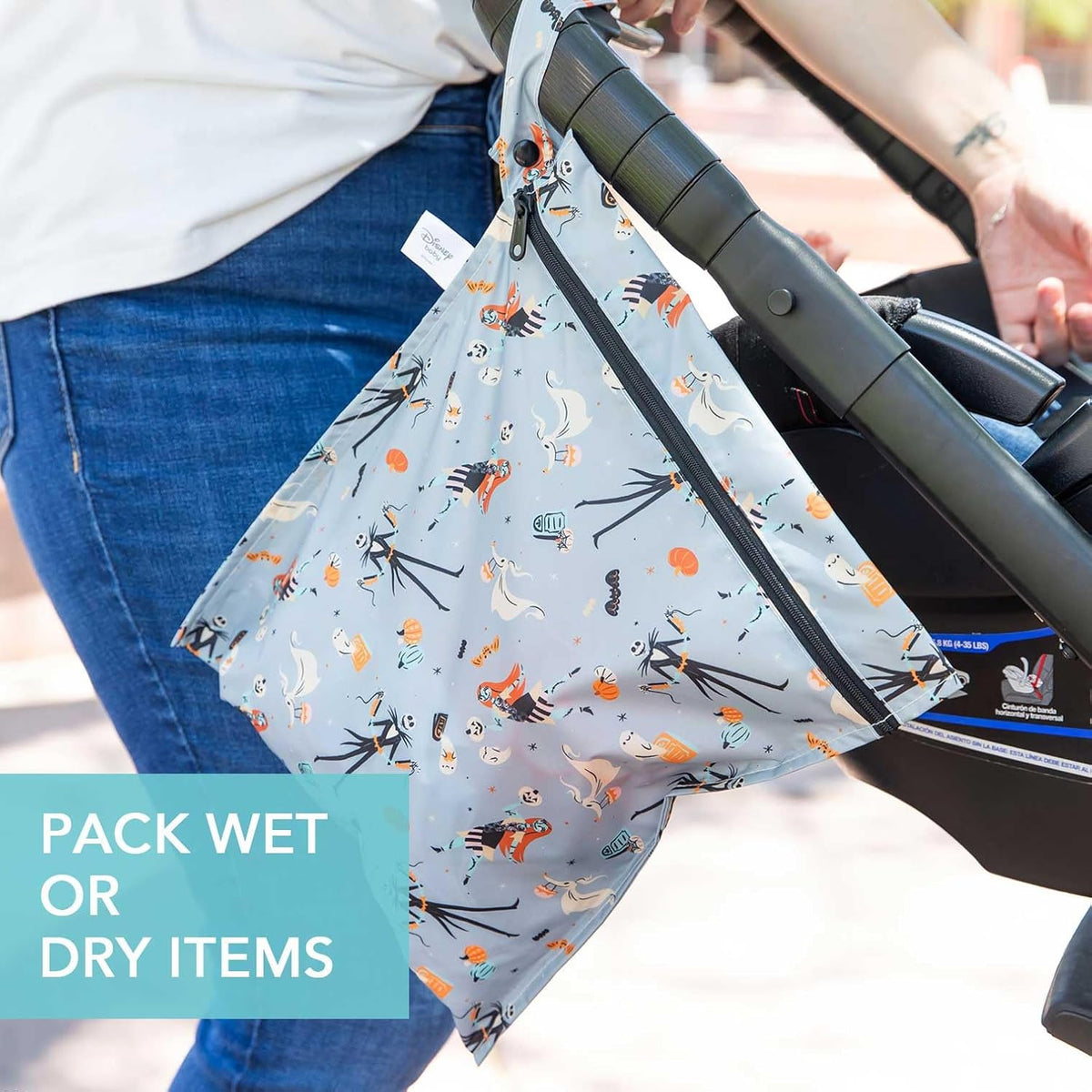 Disney Waterproof Wet Bag for Baby, Travel, Swim Suit, Cloth Diapers, Pump Parts, Pool, Beach, Gym Clothes, Toiletry, Hook to Stroller, Daycare, Zip Reusable Wetdry Packing, Minnie Mouse Icon
