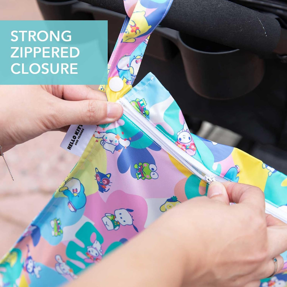 Disney Waterproof Wet Bag for Baby, Travel, Swim Suit, Cloth Diapers, Pump Parts, Pool, Beach, Gym Clothes, Toiletry, Hook to Stroller, Daycare, Zip Reusable Wetdry Packing, Minnie Mouse Icon