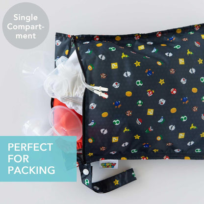 Disney Waterproof Wet Bag for Baby, Travel, Swim Suit, Cloth Diapers, Pump Parts, Pool, Beach, Gym Clothes, Toiletry, Hook to Stroller, Daycare, Zip Reusable Wetdry Packing, Minnie Mouse Icon