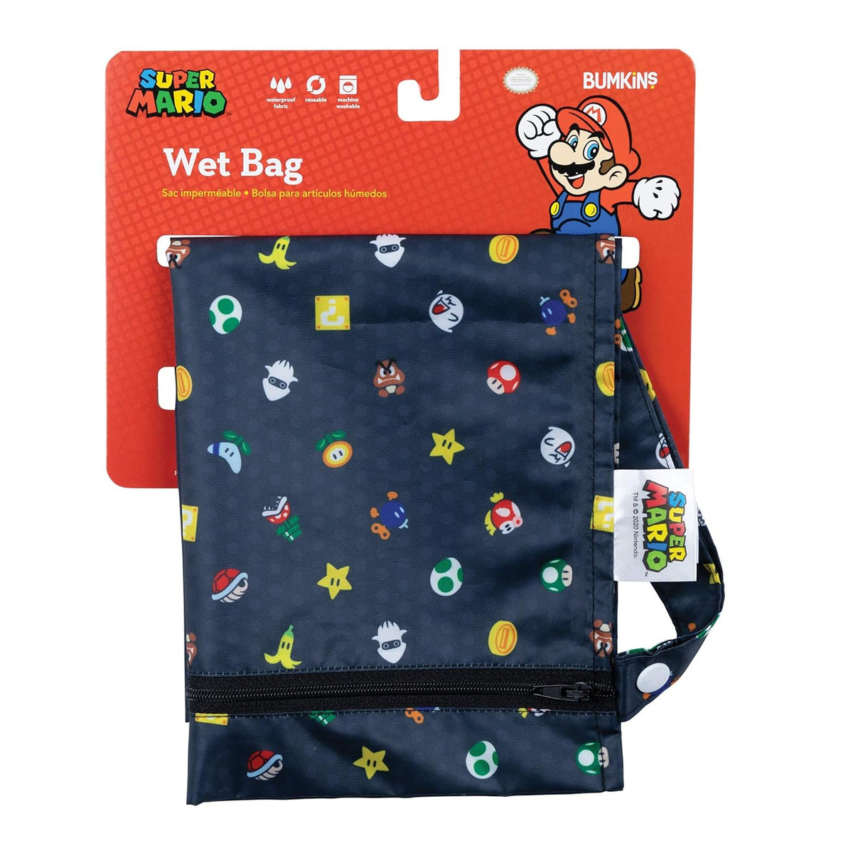 Disney Waterproof Wet Bag for Baby, Travel, Swim Suit, Cloth Diapers, Pump Parts, Pool, Beach, Gym Clothes, Toiletry, Hook to Stroller, Daycare, Zip Reusable Wetdry Packing, Minnie Mouse Icon