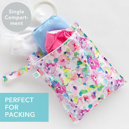 Disney Waterproof Wet Bag for Baby, Travel, Swim Suit, Cloth Diapers, Pump Parts, Pool, Beach, Gym Clothes, Toiletry, Hook to Stroller, Daycare, Zip Reusable Wetdry Packing, Minnie Mouse Icon
