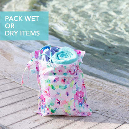 Disney Waterproof Wet Bag for Baby, Travel, Swim Suit, Cloth Diapers, Pump Parts, Pool, Beach, Gym Clothes, Toiletry, Hook to Stroller, Daycare, Zip Reusable Wetdry Packing, Minnie Mouse Icon