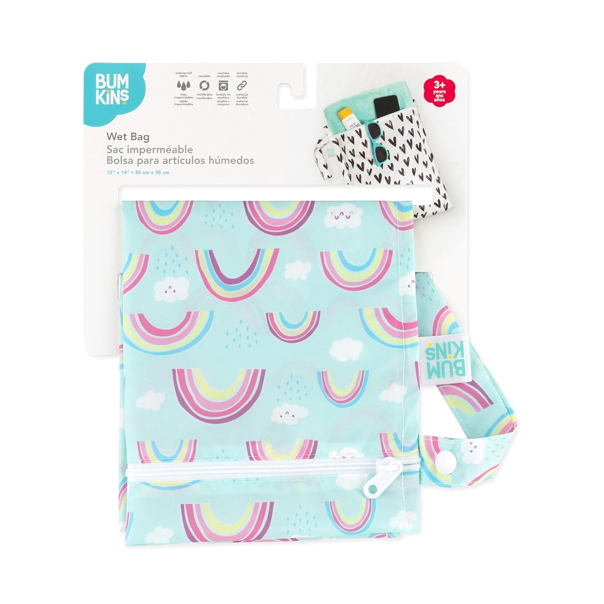 Disney Waterproof Wet Bag for Baby, Travel, Swim Suit, Cloth Diapers, Pump Parts, Pool, Beach, Gym Clothes, Toiletry, Hook to Stroller, Daycare, Zip Reusable Wetdry Packing, Minnie Mouse Icon