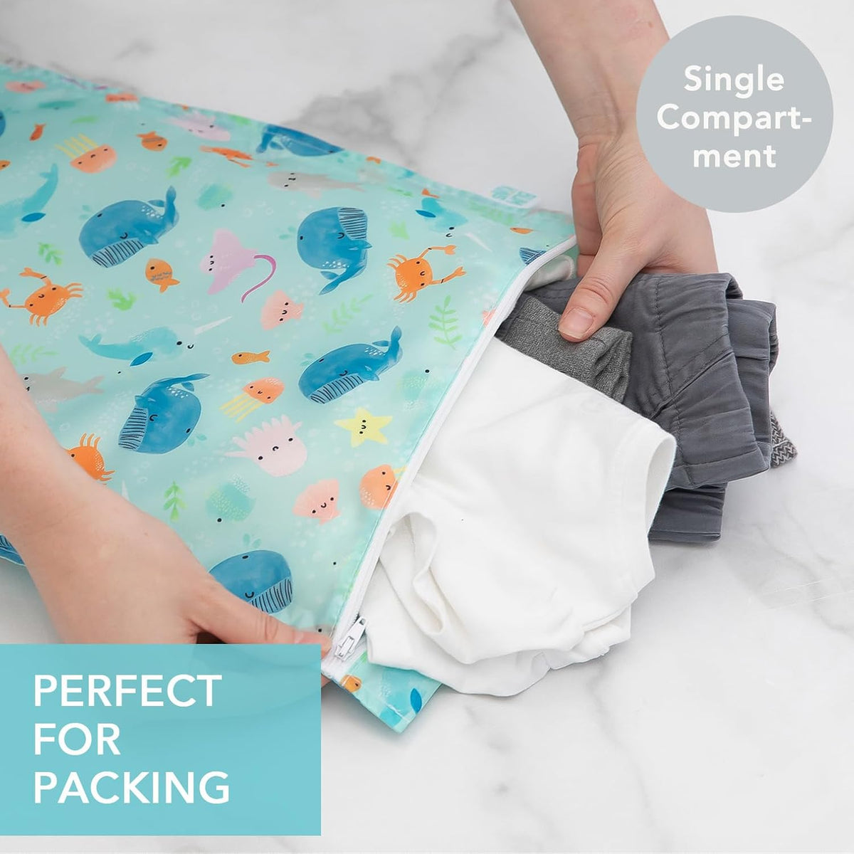 Disney Waterproof Wet Bag for Baby, Travel, Swim Suit, Cloth Diapers, Pump Parts, Pool, Beach, Gym Clothes, Toiletry, Hook to Stroller, Daycare, Zip Reusable Wetdry Packing, Minnie Mouse Icon