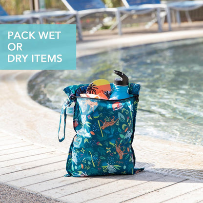 Disney Waterproof Wet Bag for Baby, Travel, Swim Suit, Cloth Diapers, Pump Parts, Pool, Beach, Gym Clothes, Toiletry, Hook to Stroller, Daycare, Zip Reusable Wetdry Packing, Minnie Mouse Icon