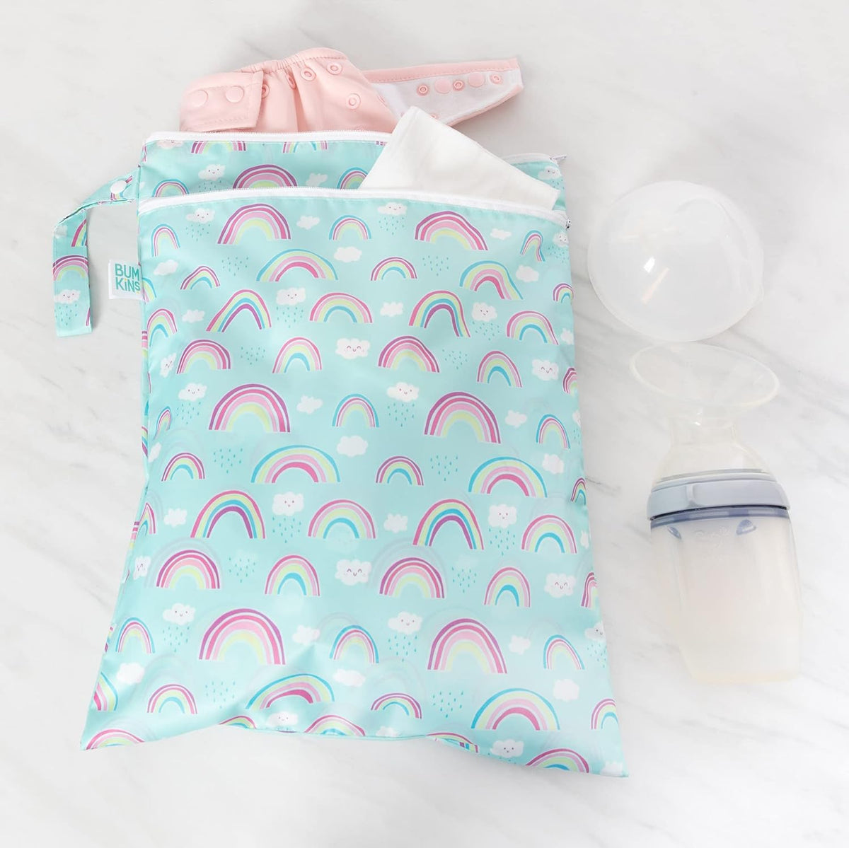 Disney Waterproof Wet Bag for Baby, Travel, Swim Suit, Cloth Diapers, Pump Parts, Pool, Beach, Gym Clothes, Toiletry, Hook to Stroller, Daycare, Zip Reusable Wetdry Packing, Minnie Mouse Icon