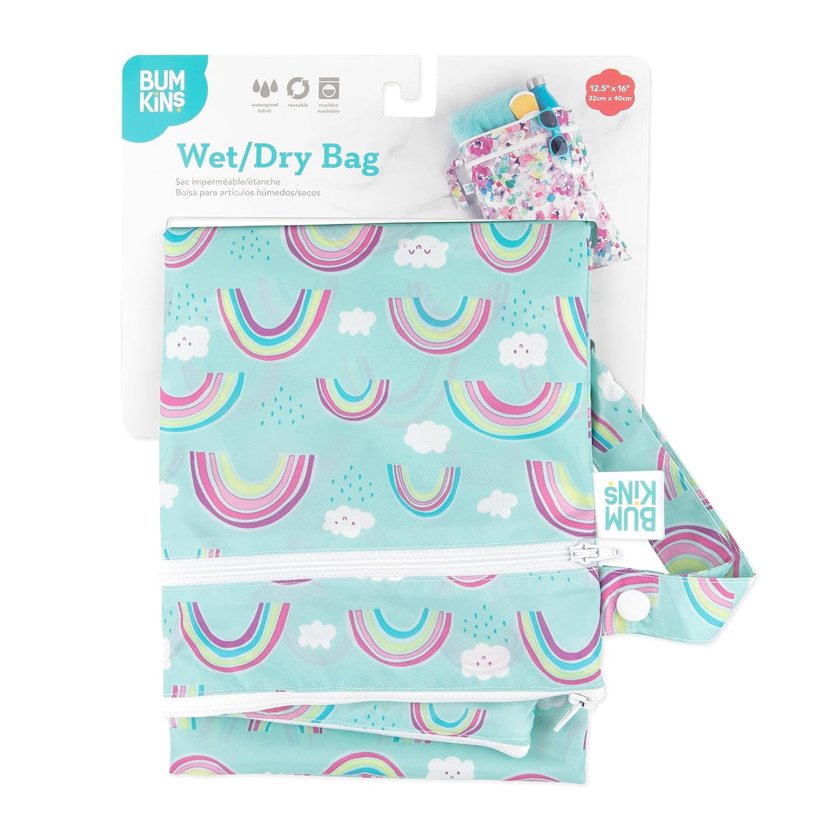 Disney Waterproof Wet Bag for Baby, Travel, Swim Suit, Cloth Diapers, Pump Parts, Pool, Beach, Gym Clothes, Toiletry, Hook to Stroller, Daycare, Zip Reusable Wetdry Packing, Minnie Mouse Icon