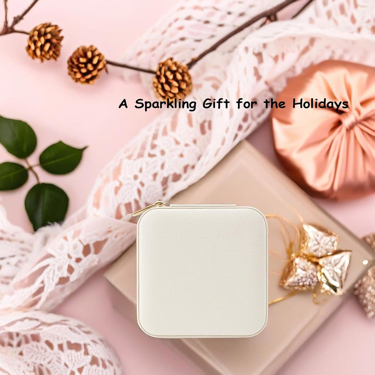 Small Travel Jewelry Box Organizer Display Case for Girls Women Gift Rings Earrings Necklaces Storage, Blue