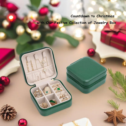 Small Travel Jewelry Box Organizer Display Case for Girls Women Gift Rings Earrings Necklaces Storage, Blue