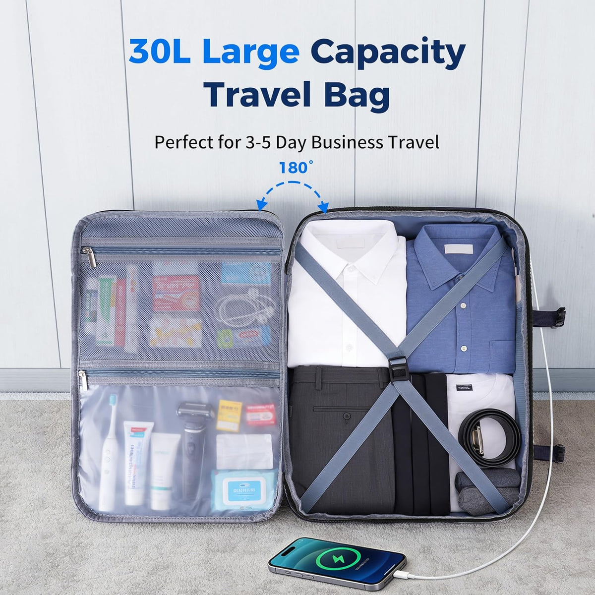 19" Travel Backpack for Men Women 30L Large Carry-On Backpack with 17.3 In Laptop Compartment,Grey