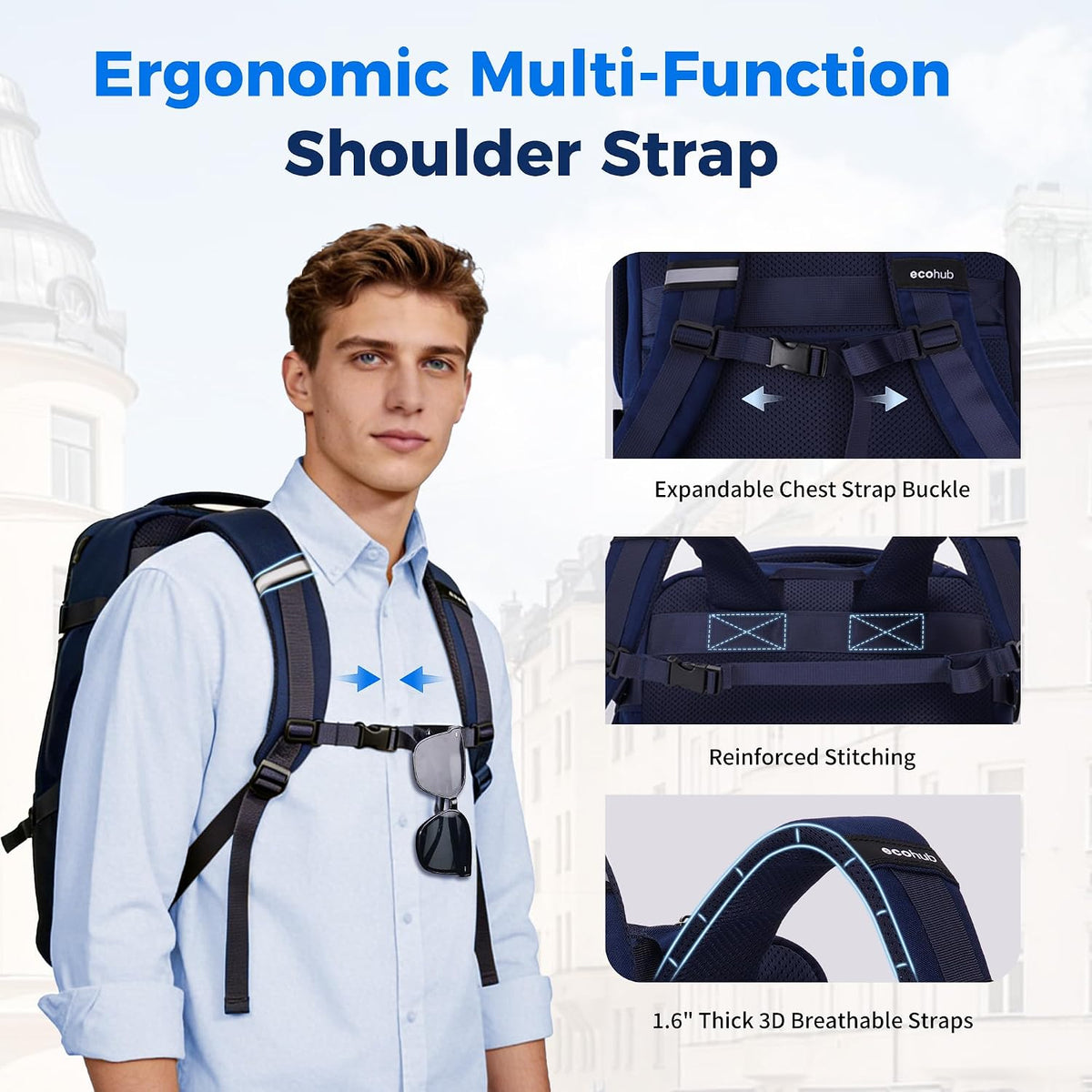 19" Travel Backpack for Men Women 30L Large Carry-On Backpack with 17.3 In Laptop Compartment,Grey