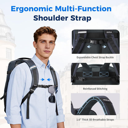 19" Travel Backpack for Men Women 30L Large Carry-On Backpack with 17.3 In Laptop Compartment,Grey