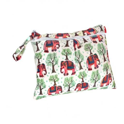 2pcs Travel Wet and Dry Bag, Reusable Wet Bags Organizer with Two Zippered Pocket for Cloth Diaper, Pumping Parts, Swimsuit and Gym, Green Forest
