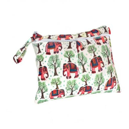 2pcs Travel Wet and Dry Bag, Reusable Wet Bags Organizer with Two Zippered Pocket for Cloth Diaper, Pumping Parts, Swimsuit and Gym, Green Forest