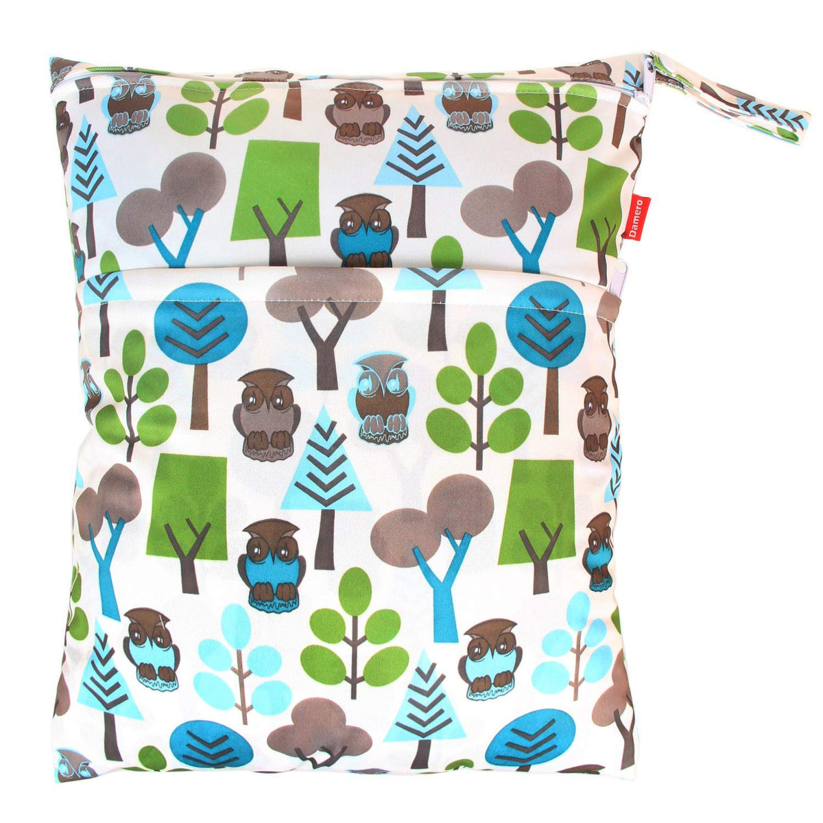 2pcs Travel Wet and Dry Bag, Reusable Wet Bags Organizer with Two Zippered Pocket for Cloth Diaper, Pumping Parts, Swimsuit and Gym, Green Forest