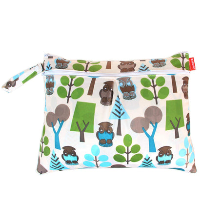 2pcs Travel Wet and Dry Bag, Reusable Wet Bags Organizer with Two Zippered Pocket for Cloth Diaper, Pumping Parts, Swimsuit and Gym, Green Forest