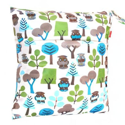 2pcs Travel Wet and Dry Bag, Reusable Wet Bags Organizer with Two Zippered Pocket for Cloth Diaper, Pumping Parts, Swimsuit and Gym, Green Forest
