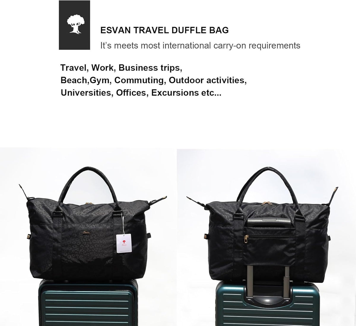 Travel Tote Duffel Gym Bag,Weekender Overnight Carry-on Tote Crossbody Bag with Wet Pocket and Trolley Sleeve Upgraded